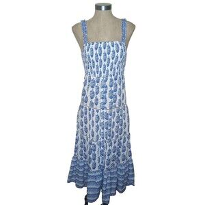 Playa Lucila Sundress Dress Women's Sz Medium Smocked Tiered Button Up Floral